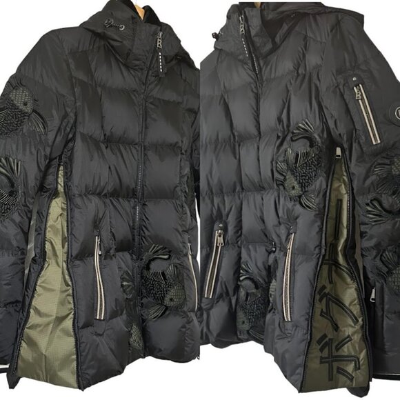 Rare Bogner Goan Thylmann Ski Puffer Down Black Coat Embroidered Fish Size XS 4 - Picture 8 of 16